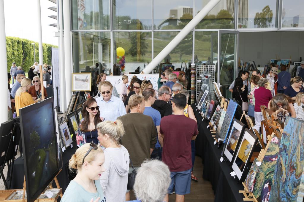 Newport Beach Art Exhibition patrons and art